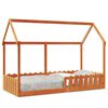 vidaXL Cama con forma de casa de ni&ntilde;os madera maciza marr&oacute;n 90x200 cm