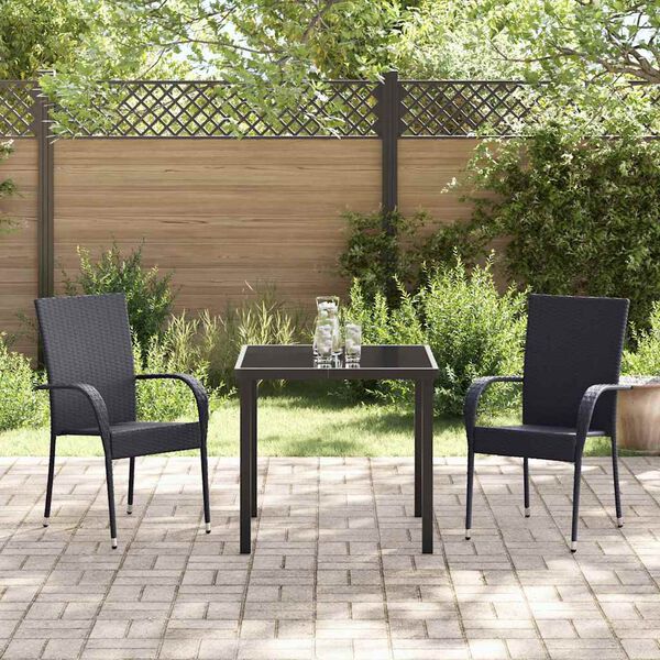 vidaXL Conjunto de Comedor de Jard&iacute;n 3 pcs Negro