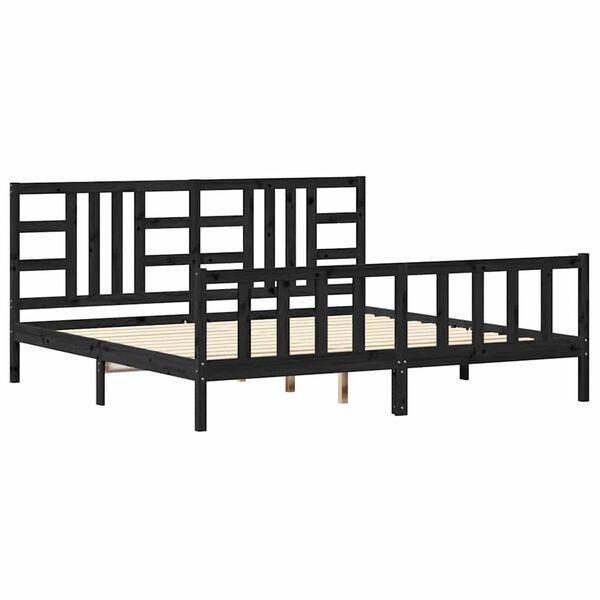 vidaXL Estructura de cama con cabecero madera maciza negro 200x200 cm