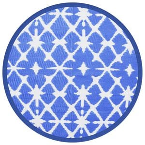vidaXL Alfombra de exterior ARAKIL azul y blanca &Oslash;160 cm PP