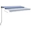 vidaXL Toldo manual retr&aacute;ctil con LED azul y blanco 3,5x2,5 m