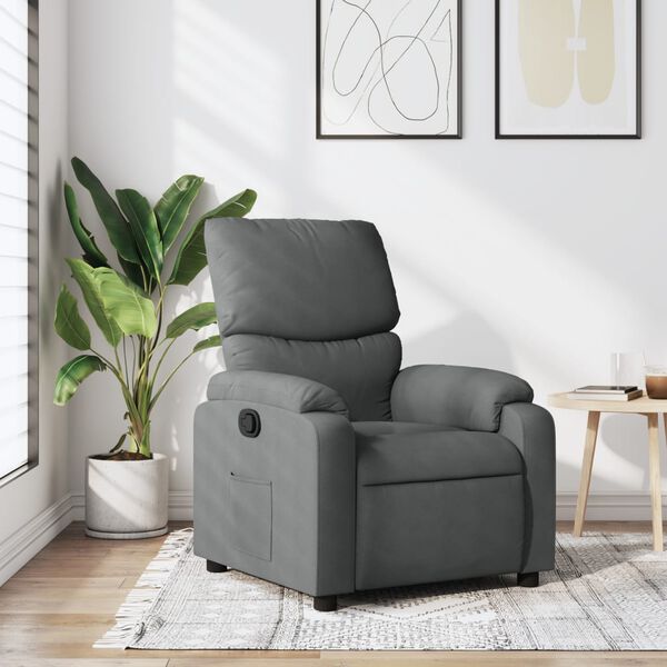 vidaXL Sill&oacute;n reclinable de tela gris oscuro