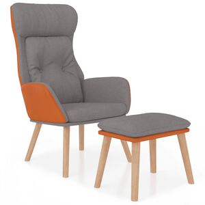 vidaXL Sill&oacute;n de relax con taburete tela y cuero sint&eacute;tico gris claro