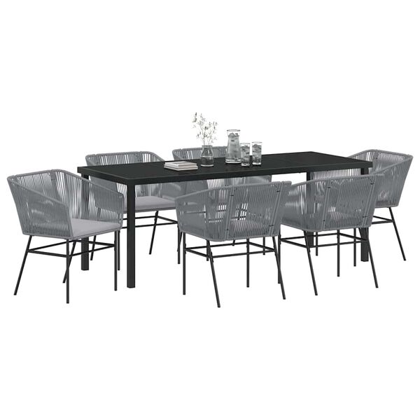 vidaXL Conjunto de Comedor de Jard&iacute;n con coj&iacute;n 7 pcs Gris