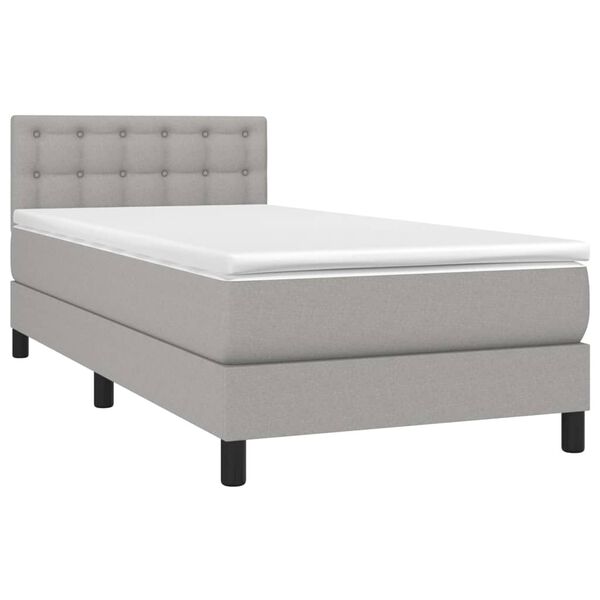 vidaXL Cama box spring con colch&oacute;n tela gris claro 80x200 cm
