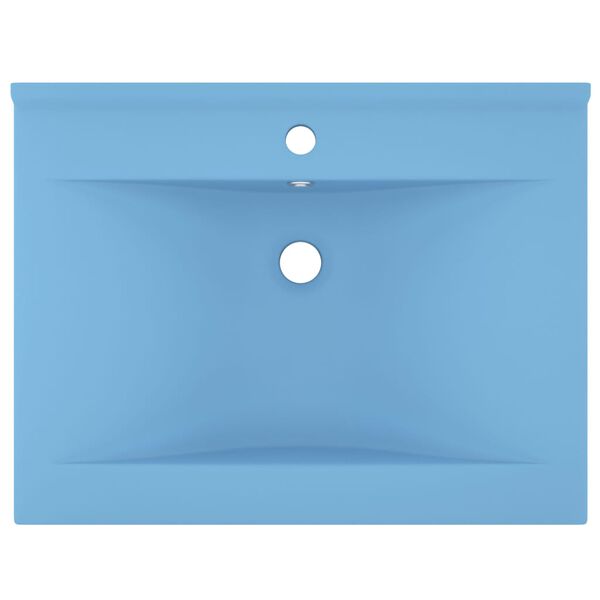 vidaXL Lavabo de lujo con grifo cerámica 60x46 cm azul claro