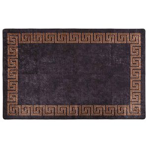 vidaXL Alfombra lavable negro y dorado 160x230 cm