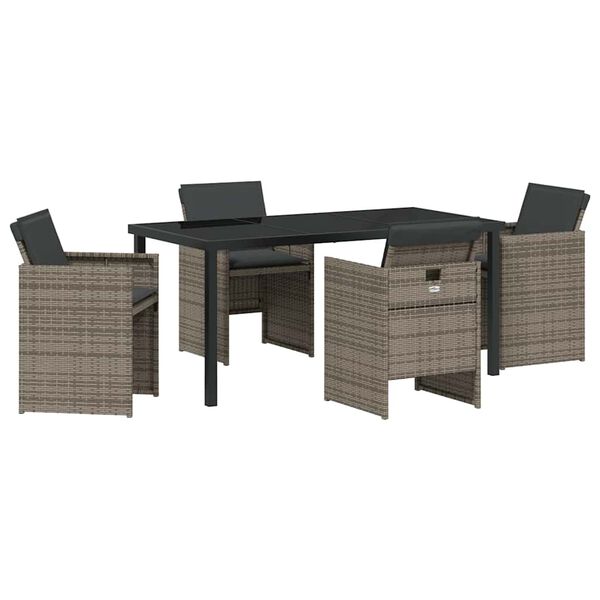 vidaXL Conjunto de Comedor de Jard&iacute;n 5 pcs Gris rat&aacute;n sint&eacute;tico
