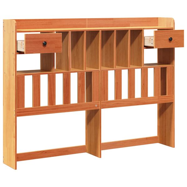 vidaXL Cabecero de cama almacenaje madera maciza pino marr&oacute;n 160 cm