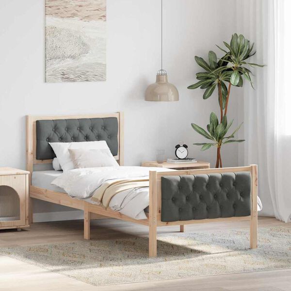 vidaXL Estructura de cama con cabecera Gris oscuro 80 x 200 cm