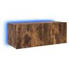 vidaXL Mueble de TV de pared con luces LED roble ahumado 80x35x31 cm