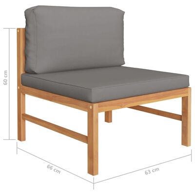 vidaXL Set de muebles de jardín 7 pzas madera de teca y cojines gris
