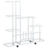 vidaXL Soporte de flores con rueda de metal blanco 94,5x25x92,5 cm
