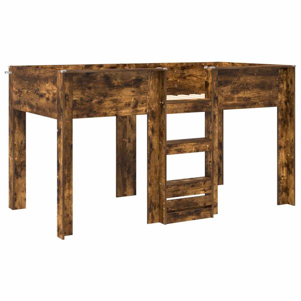 vidaXL Cama Litera para Ni&ntilde;os con colch&oacute;n Roble ahumado 100 x 200 cm