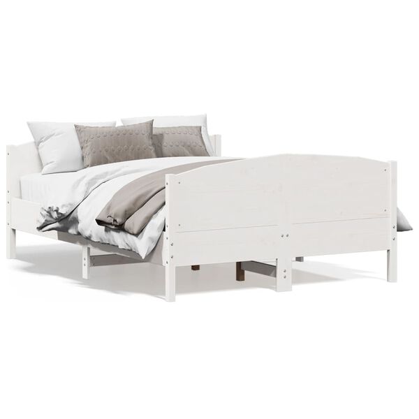 vidaXL Estructura de cama sin colch&oacute;n madera de pino blanca 140x190 cm