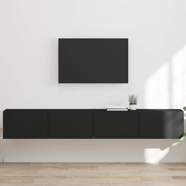 vidaXL Mueble de TV Montado en la Pared 2 pcs Negro 98 x 31 x 29,5 cm