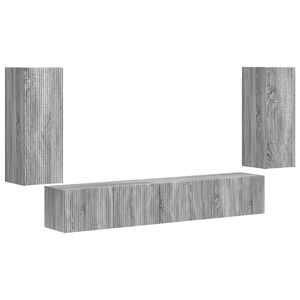 vidaXL Conjunto de mueble de TV 4 pcs Gris Sonoma Madera de ingenier&iacute;a