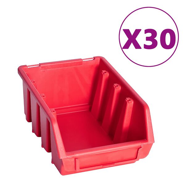 vidaXL Kit de cajas de almacenaje 136 pzas paneles de pared rojo/negro
