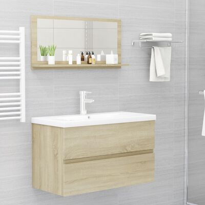 vidaXL Espejo de baño madera contrachapada color roble 80x10,5x37 cm