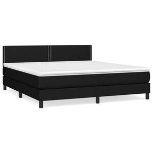 vidaXL Cama box spring con colch&oacute;n tela negro 180x200 cm