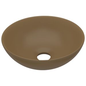 vidaXL Lavabo de cuarto de ba&ntilde;o redondo cer&aacute;mica crema mate