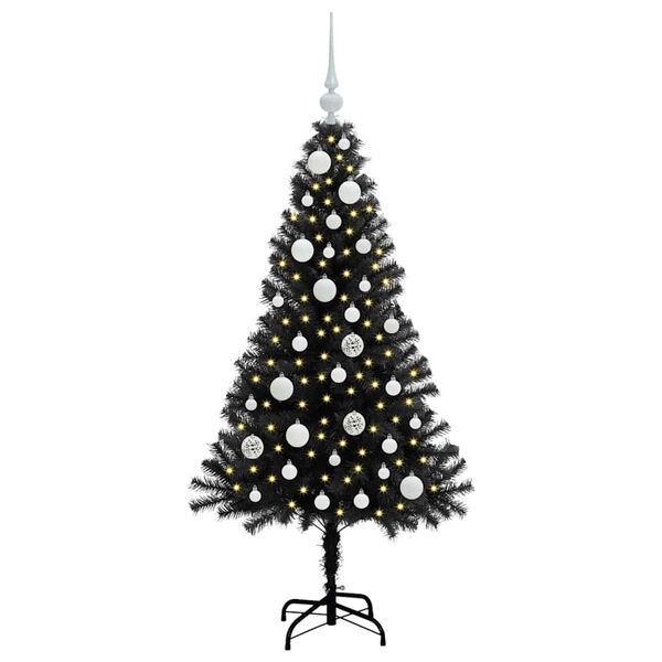 vidaXL &Aacute;rbol de Navidad con 150 LED con soporte Negro 120 cm PVC