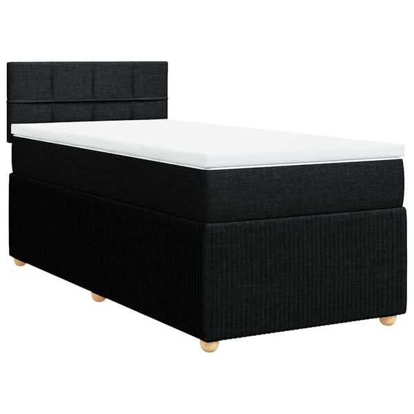 vidaXL Cama box spring con colch&oacute;n tela negro 90x200 cm