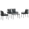 vidaXL Conjunto de Muebles de Jard&iacute;n con coj&iacute;n 4 pcs Negro y crema