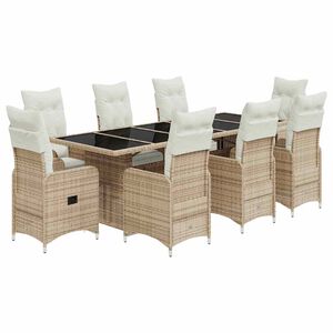 vidaXL Set de mesa y sillas de jard&iacute;n 5 pzas y cojines rat&aacute;n PE beige