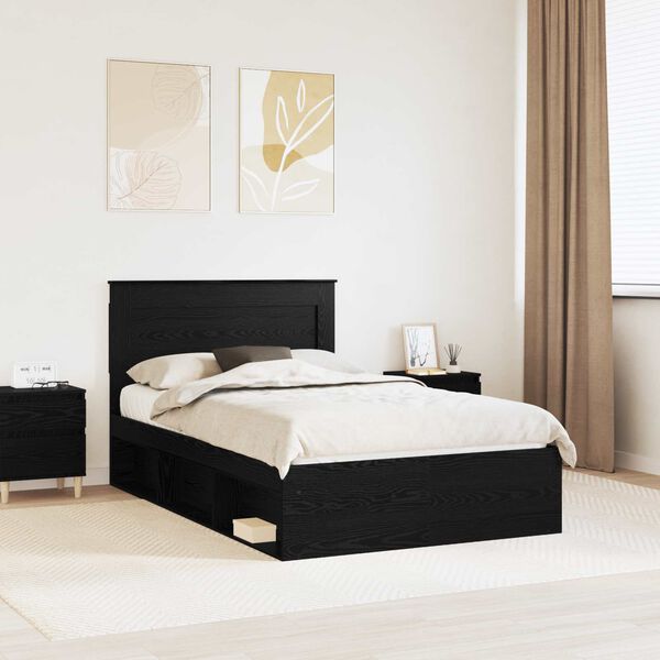 vidaXL Estructura de cama Negro 120 x 190 cm Madera de pino macizo