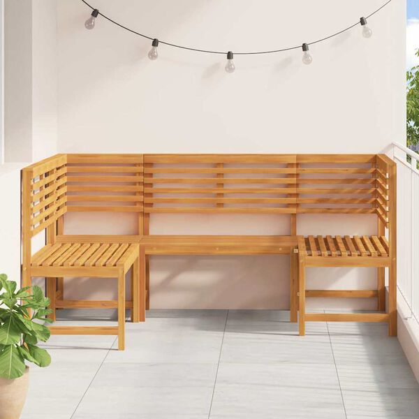 vidaXL Conjunto de Bancos de Jardín 3 pcs Marrón