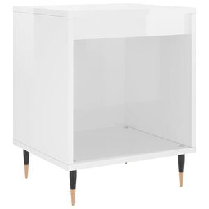 vidaXL Mesita de noche madera de ingenier&iacute;a blanco brillo 40x35x50 cm