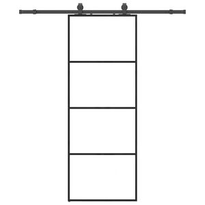 vidaXL Puerta corredera con juego herrajes negro 76x205 cm ESG vidrio