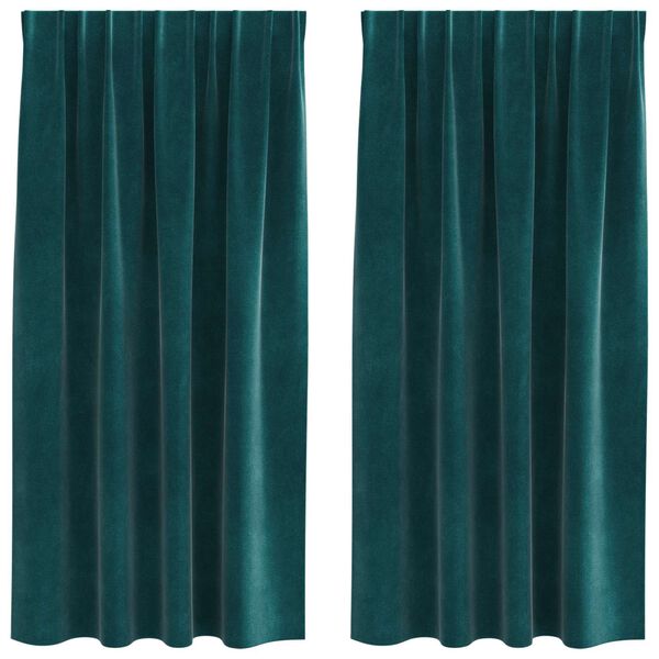 vidaXL Cortinas opacas 2 pcs Verde oscuro 140 x 175 cm Terciopelo