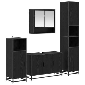 vidaXL Juego de muebles de ba&ntilde;o 4 uds. Roble Negro
