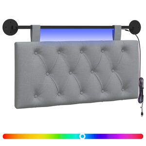 vidaXL Cabecero colgante Con luz LED Gris Claro Tela