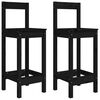 vidaXL Taburetes altos 2 uds madera maciza pino negro 40x41,5x112 cm