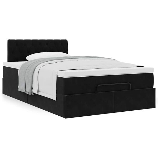 vidaXL Cama otomana con colchón 120x190 cm terciopelo negro
