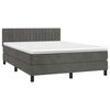 vidaXL Cama box spring colch&oacute;n y LED terciopelo gris oscuro 140x200 cm