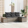 vidaXL Conjunto de sof&aacute; de jard&iacute;n 4 pcs Gris Rattan de Poli&eacute;ster