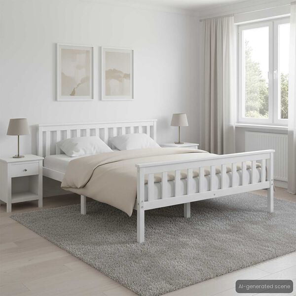 vidaXL Estructura de cama sin colchón madera de pino blanco 160x200 cm
