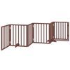 vidaXL Puerta para perros plegable 6 paneles madera &aacute;lamo marr&oacute;n 300cm