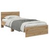vidaXL Estructura de cama con cabecera Roble artesanal 90 x 200 cm