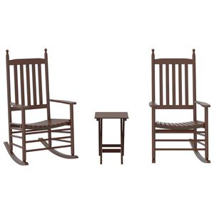 vidaXL Sillas mecedoras 2 uds mesa plegable madera maciza &aacute;lamo marr&oacute;n
