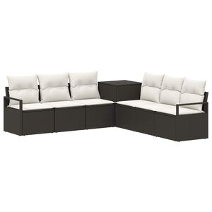 vidaXL Juego de Sof&aacute; 7 uds. Negro y Blanco Crema