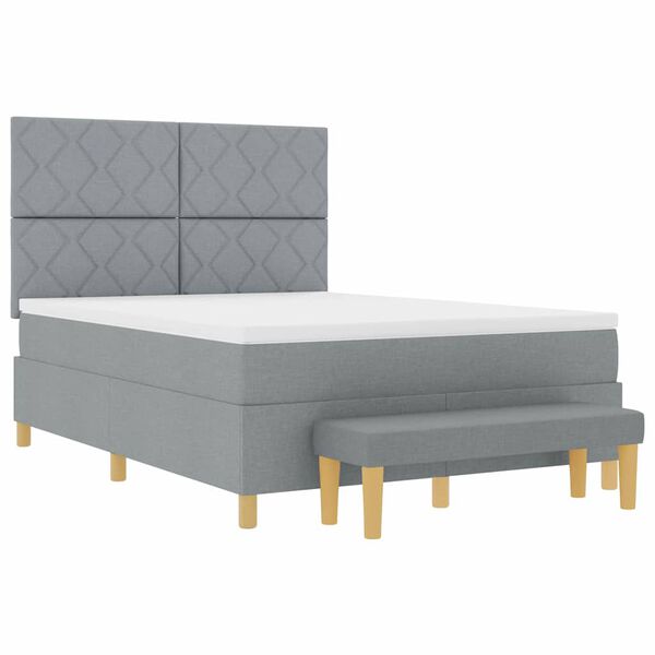 vidaXL Cama tipo Box Spring con colch&oacute;n Gris claro 160 x 200 cm tela