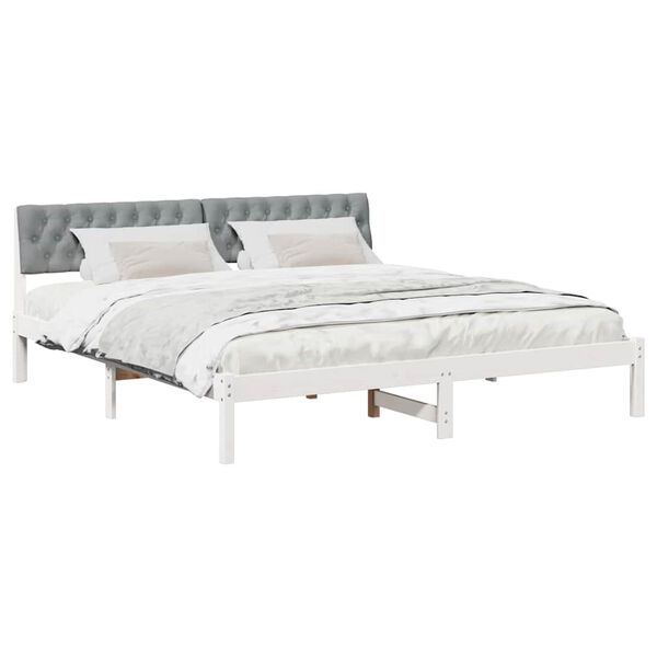 vidaXL Estructura de cama con cabecera y gris claro 180 x 200 cm