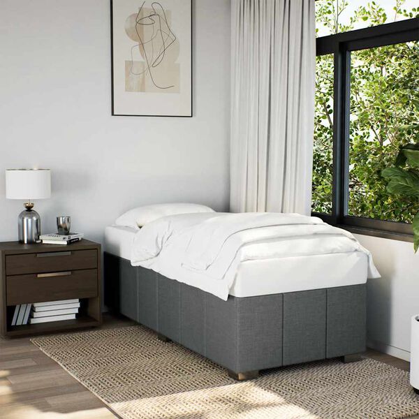 vidaXL Estructura de cama sin colch&oacute;n tela gris oscuro 90x200 cm