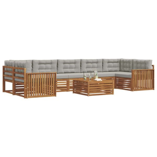 vidaXL Conjunto de sof&aacute;s de exterior 8 pcs Gris Natural y Claro
