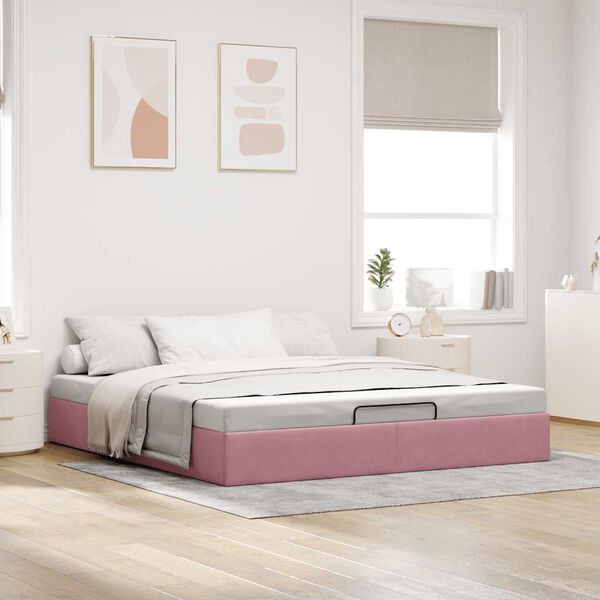 vidaXL Estructura cama otomana sin colchón terciopelo rosa 200x200 cm
